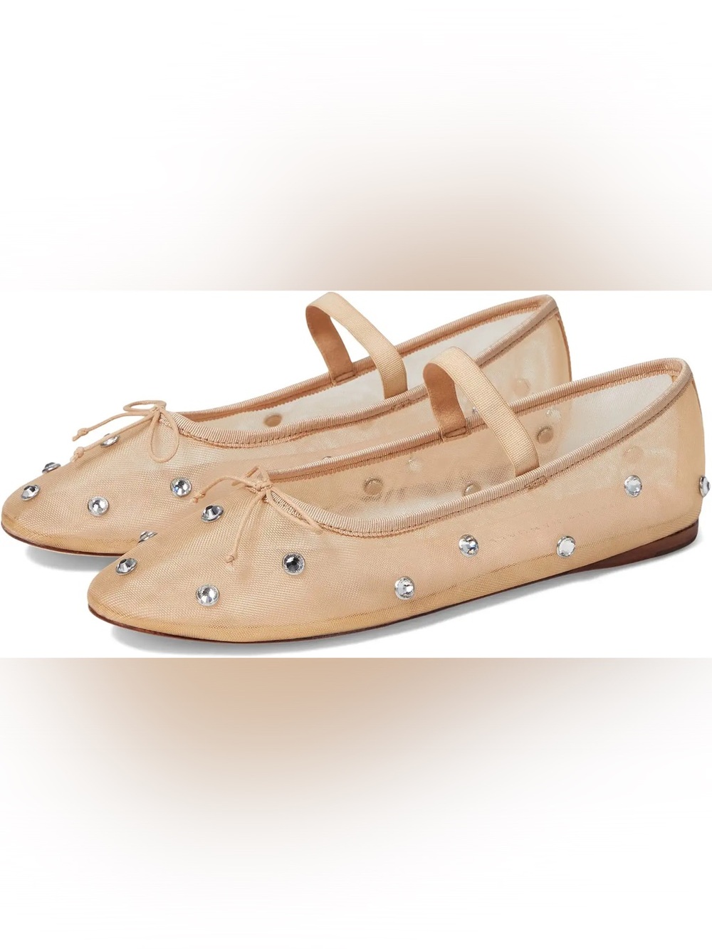 Loeffler Randall Leonie Soft Ballet Flats Crystal Embellished Nude – Size 6.5
